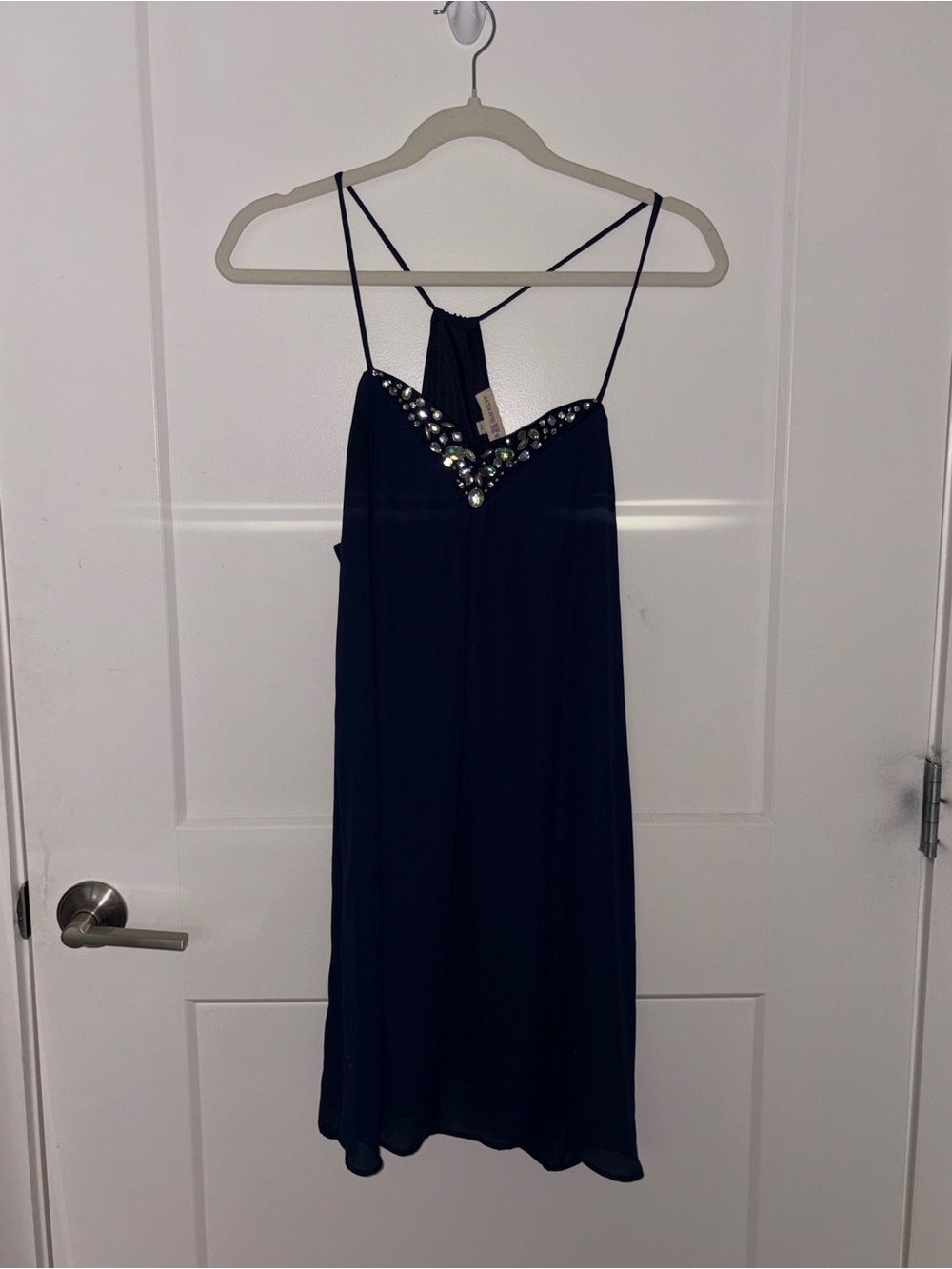 Altar’d State Navy Beaded Spaghetti-Strap Women's Dress